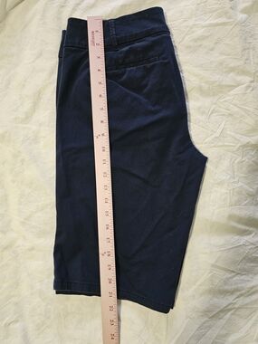 LOFT Navy Bermuda Roll Shorts